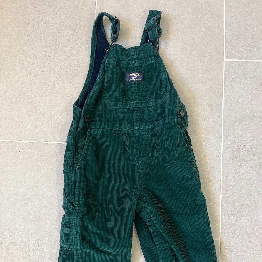 Oshkosh corduroy overalls, toddler boy pants, toddler green overalls